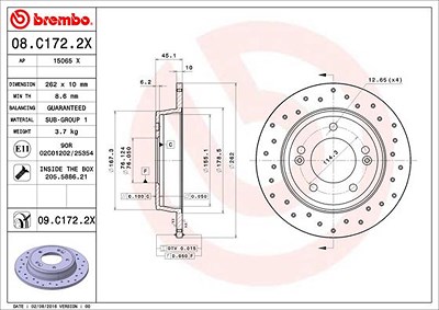 Brembo Bremsscheibe [Hersteller-Nr. 08.C172.2X] für Hyundai, Kia von BREMBO