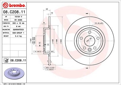 Brembo Bremsscheibe [Hersteller-Nr. 08.C208.11] für Jaguar, Land Rover von BREMBO