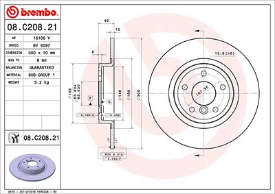 Brembo Bremsscheibe [Hersteller-Nr. 08.C208.21] für Jaguar von BREMBO