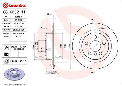 Brembo Bremsscheibe [Hersteller-Nr. 08.C352.11] für BMW, Mini von BREMBO