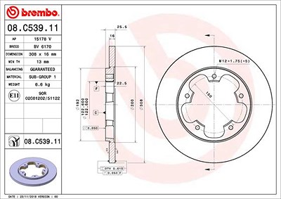 Brembo Bremsscheibe [Hersteller-Nr. 08.C539.11] für Ford von BREMBO