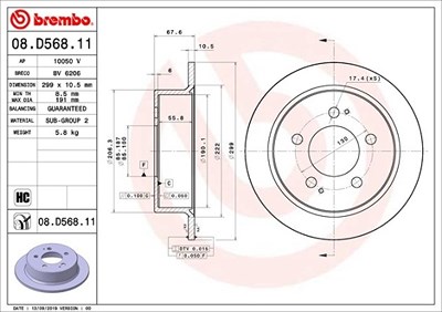 Brembo Bremsscheibe [Hersteller-Nr. 08.D568.11] für Ssangyong von BREMBO