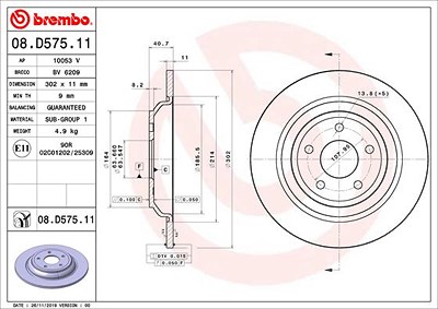 Brembo Bremsscheibe [Hersteller-Nr. 08.D575.11] für Ford von BREMBO