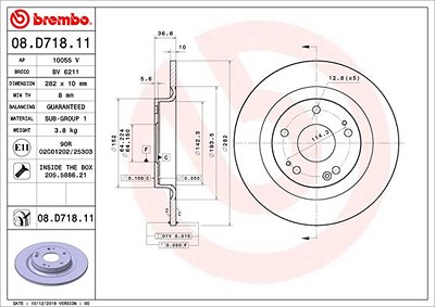 Brembo Bremsscheibe [Hersteller-Nr. 08.D718.11] für Honda von BREMBO