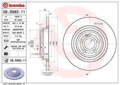 Brembo Bremsscheibe [Hersteller-Nr. 08.D983.11] für Mercedes-Benz von BREMBO