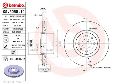 Brembo Bremsscheibe [Hersteller-Nr. 09.5058.11] für Fiat von BREMBO