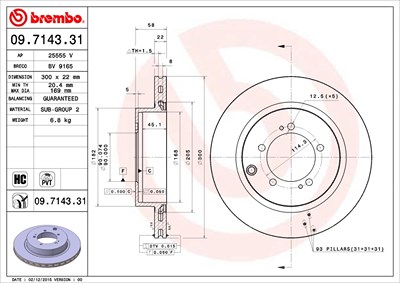 Brembo Bremsscheibe [Hersteller-Nr. 09.7143.31] für Mitsubishi von BREMBO