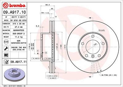 Brembo Bremsscheibe [Hersteller-Nr. 09.A917.11] für Mercedes-Benz, Puch von BREMBO