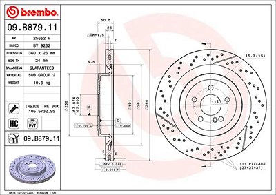 Brembo 1x Bremsscheibe [Hersteller-Nr. 09.B879.11] für Mercedes-Benz von BREMBO