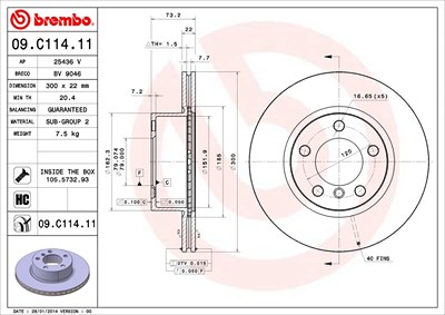 Brembo Bremsscheibe [Hersteller-Nr. 09.C114.11] für BMW von BREMBO