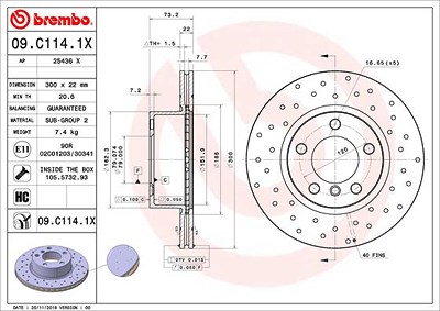 Brembo Bremsscheibe [Hersteller-Nr. 09.C114.1X] für BMW von BREMBO