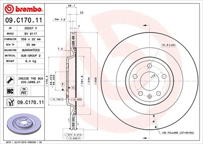 Brembo Bremsscheibe [Hersteller-Nr. 09.C170.11] für Audi von BREMBO