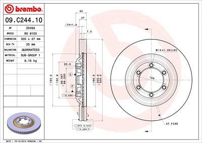 Brembo Bremsscheibe [Hersteller-Nr. 09.C244.10] für Isuzu von BREMBO