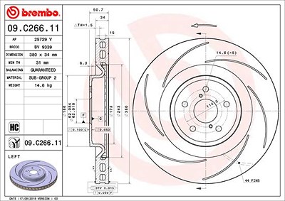 Brembo 1x Bremsscheibe [Hersteller-Nr. 09.C266.11] für Lexus von BREMBO