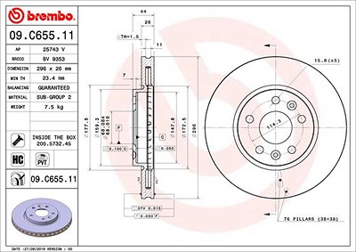 Brembo Bremsscheibe [Hersteller-Nr. 09.C655.11] für Renault von BREMBO