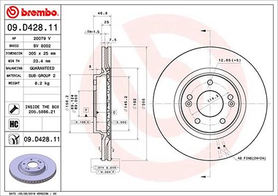 Brembo Bremsscheibe [Hersteller-Nr. 09.D428.11] für Hyundai, Kia von BREMBO