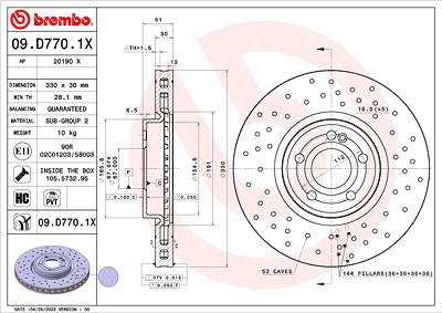 Brembo Bremsscheibe [Hersteller-Nr. 09.D770.1X] für Mercedes-Benz von BREMBO