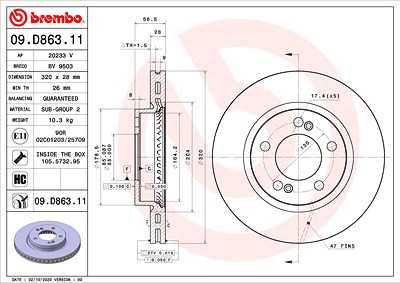 Brembo Bremsscheibe [Hersteller-Nr. 09.D863.11] für Ssangyong von BREMBO