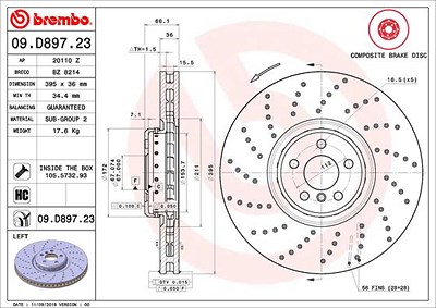 Brembo 1x Bremsscheibe [Hersteller-Nr. 09.D897.23] für BMW von BREMBO