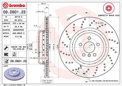 Brembo 1x Bremsscheibe [Hersteller-Nr. 09.D901.23] für BMW von BREMBO