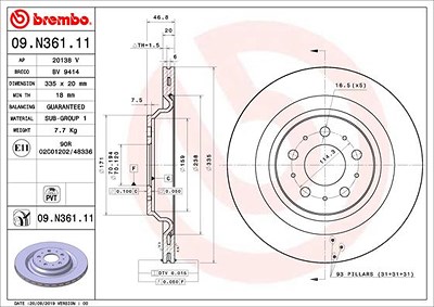 Brembo Bremsscheibe [Hersteller-Nr. 09.N361.11] für Tesla von BREMBO