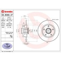 Bremsscheibe BREMBO 08B36937 hinten, voll, 1 Stück von Brembo