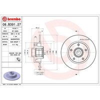 Bremsscheibe BREMBO 08B39127 hinten, voll, 1 Stück von Brembo