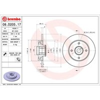 Bremsscheibe BREMBO 08D20517 hinten, voll, 1 Stück von Brembo