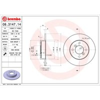 Bremsscheibe BREMBO 08.3147.14, vorne, voll, 1 Stück von Brembo