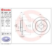 Bremsscheibe BREMBO 8493121 hinten, voll, 1 Stück von Brembo