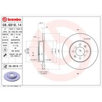 Bremsscheibe BREMBO 8691811 vorne, voll, 1 Stück von Brembo