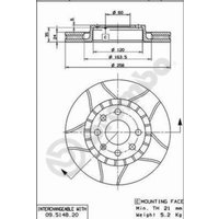 Bremsscheibe BREMBO Max 09.5148.76, vorne, geschlitzt, belüftet, 1 Stück von Brembo