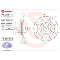 Bremsscheibe BREMBO 08C42575 hinten, geschlitzt, voll, 1 Stück von Brembo