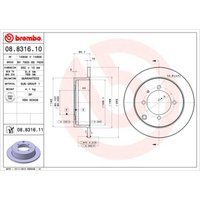 Bremsscheibe BREMBO 8831611 hinten, voll, 1 Stück von Brembo