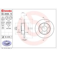 Bremsscheibe BREMBO 8840811 hinten, voll, 1 Stück von Brembo