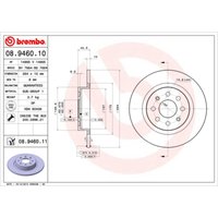 Bremsscheibe BREMBO 8946011 hinten, voll, 1 Stück von Brembo