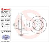 Bremsscheibe BREMBO 08A32711 hinten, voll, 1 Stück von Brembo