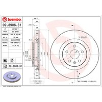 Bremsscheibe BREMBO 9890631 vorne, belüftet, hochkarbonisiert, 1 Stück von Brembo