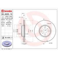 Bremsscheibe BREMBO 09A53511 vorne, belüftet, 1 Stück von Brembo