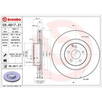 Bremsscheibe BREMBO 09A81721 vorne, belüftet, hochkarbonisiert, 1 Stück von Brembo