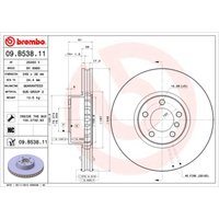 Bremsscheibe BREMBO 09B53811 vorne, belüftet, hochkarbonisiert, 1 Stück von Brembo