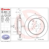 Bremsscheibe BREMBO 09B63111 hinten, belüftet, 1 Stück von Brembo