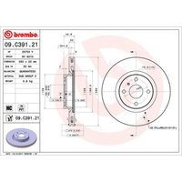 Bremsscheibe BREMBO 09C39121 vorne, belüftet, hochkarbonisiert, 1 Stück von Brembo