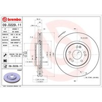 Bremsscheibe BREMBO 09D22911 vorne, belüftet, hochkarbonisiert, 1 Stück von Brembo