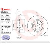 Bremsscheibe BREMBO 09D42811 vorne, belüftet, hochkarbonisiert, 1 Stück von Brembo