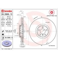 Bremsscheibe BREMBO 09D89913 vorne, belüftet, hochkarbonisiert, 1 Stück von Brembo