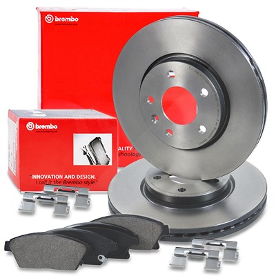 Brembo Bremsscheiben + Bremsbeläge Vorderachse für Chevrolet, Opel, Vauxhall von BREMBO