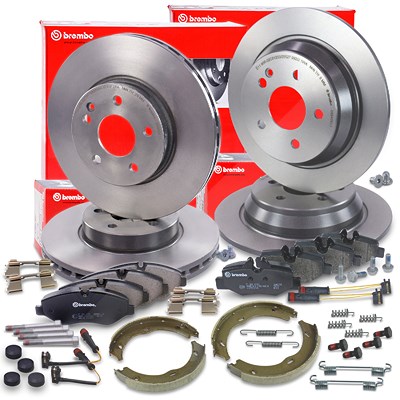 Brembo Bremsscheiben +Bremsbeläge +Handbremse vorne+hinten für Mercedes-Benz von BREMBO