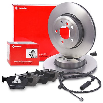 Brembo Bremsscheiben +Bremsbeläge +Warnkontakt vorne für BMW von BREMBO