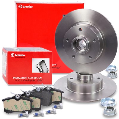 Brembo Bremsscheiben inkl. Radlager + Bremsbeläge Hinterachse für Renault von BREMBO